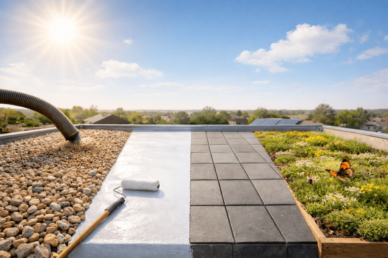 Hoe bescherm je een plat dak tegen de zon?